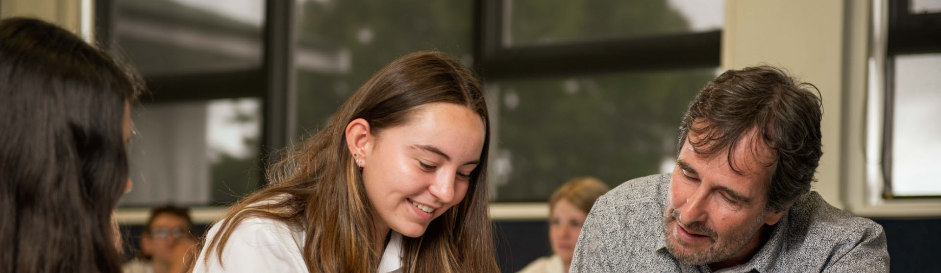 Teacher working with student