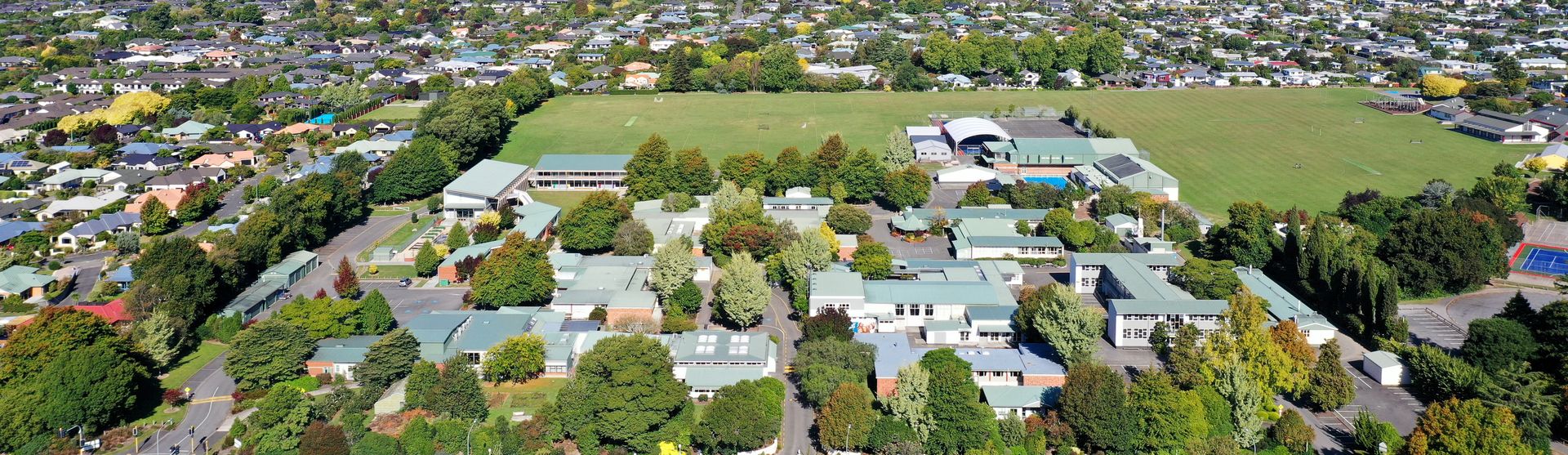 Aerial view of school campus