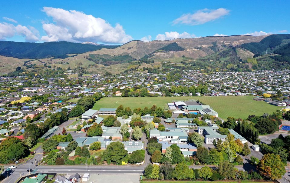 Aerial view of school campus
